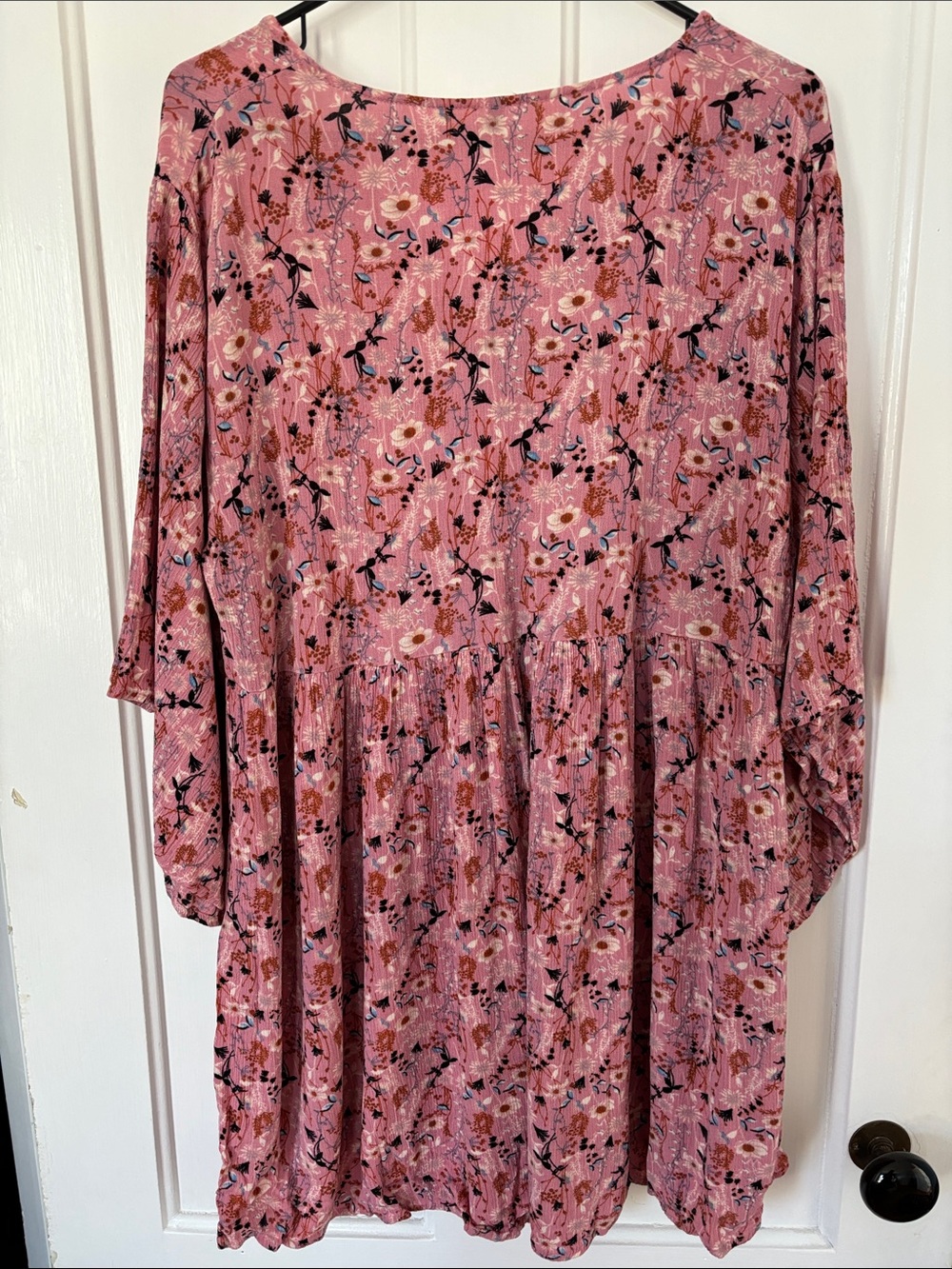 Pink Floral Tie-Front Boho Women's Dress - Picture 4 of 5